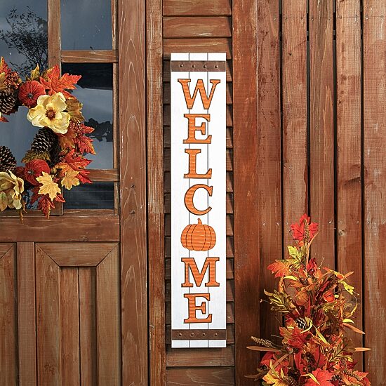 Glitzhome Fall Wooden Welcome Porch Sign