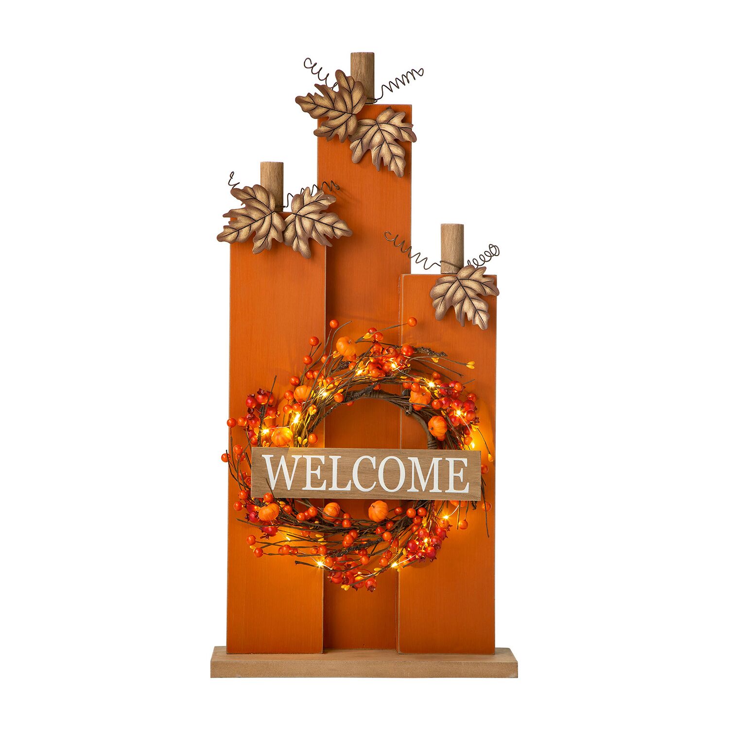 Glitzhome Fall Lighted Wooden Pumpkin Decor Thanksgiving Porch Sign