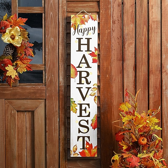 Glitzhome Fall Lighted Wooden Porch Sign