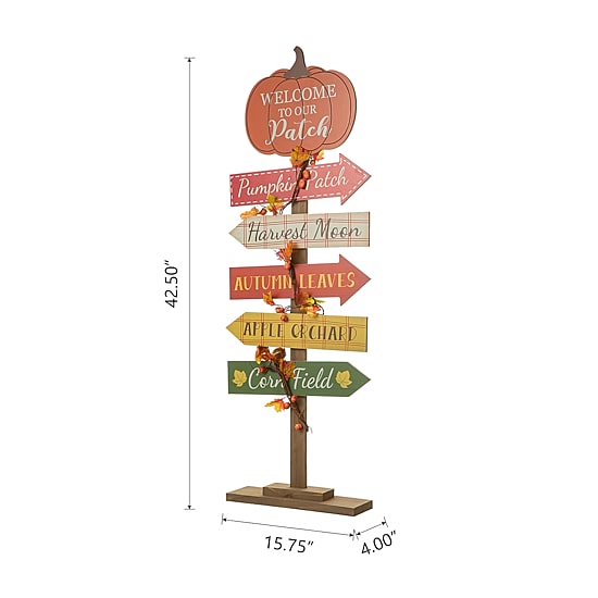 Glitzhome Fall Wooden Pumpkin Patch Porch Sign