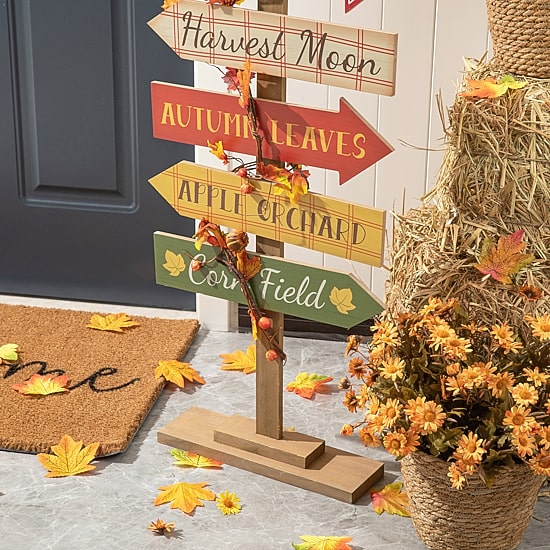 Glitzhome Fall Wooden Pumpkin Patch Porch Sign
