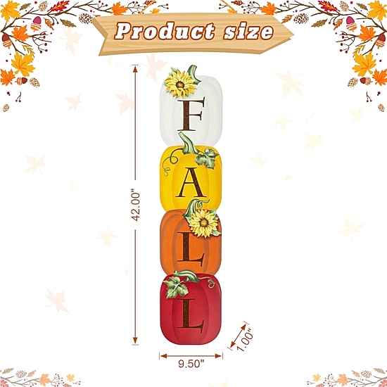 Glitzhome Fall Wood Stacked Pumpkin Decor Thanksgiving Porch Sign