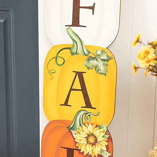 Glitzhome Fall Wood Stacked Pumpkin Decor Thanksgiving Porch Sign