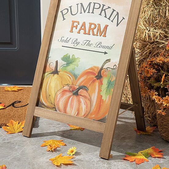 Glitzhome Fall Wooden Porch Sign