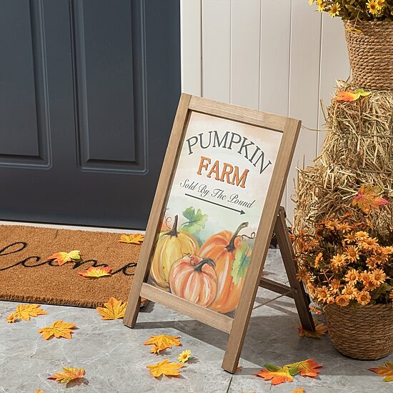 Glitzhome Fall Wooden Porch Sign