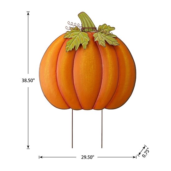 Glitzhome Fall Oversized Metal Pumpkin Thanksgiving Yard Art