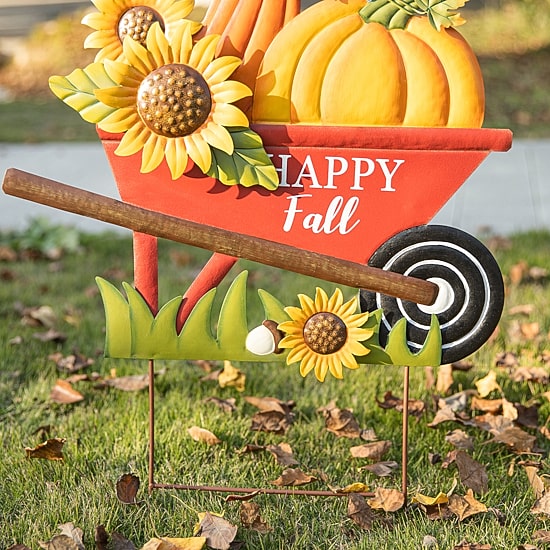 Glitzhome Fall Metal Pumpkin Thanksgiving Yard Art