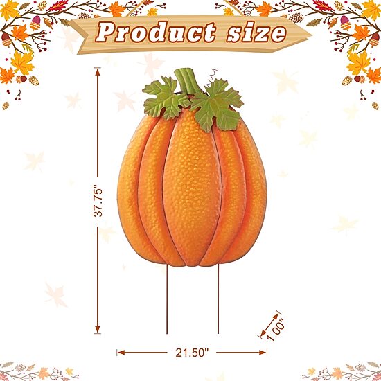 Glitzhome Fall Metal Embossed Pumpkin Thanksgiving Yard Art