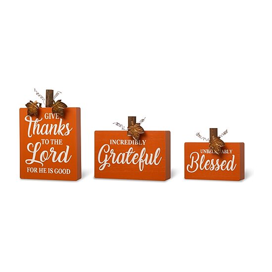 Glitzhome Fall Wooden Pumpkin 3-pc. Tabletop Decor