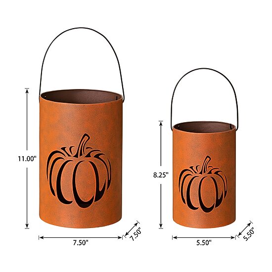 Glitzhome Metal Cutout Pumpkin Bucket 2-pc. Tabletop Decor