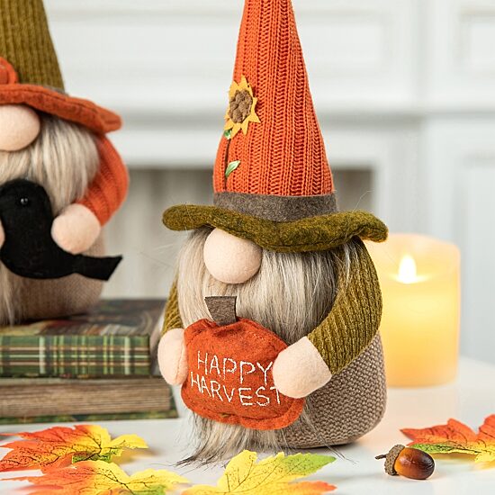 Glitzhome Fall Fabric Gnome 3-pc. Thanksgiving Tabletop Decor