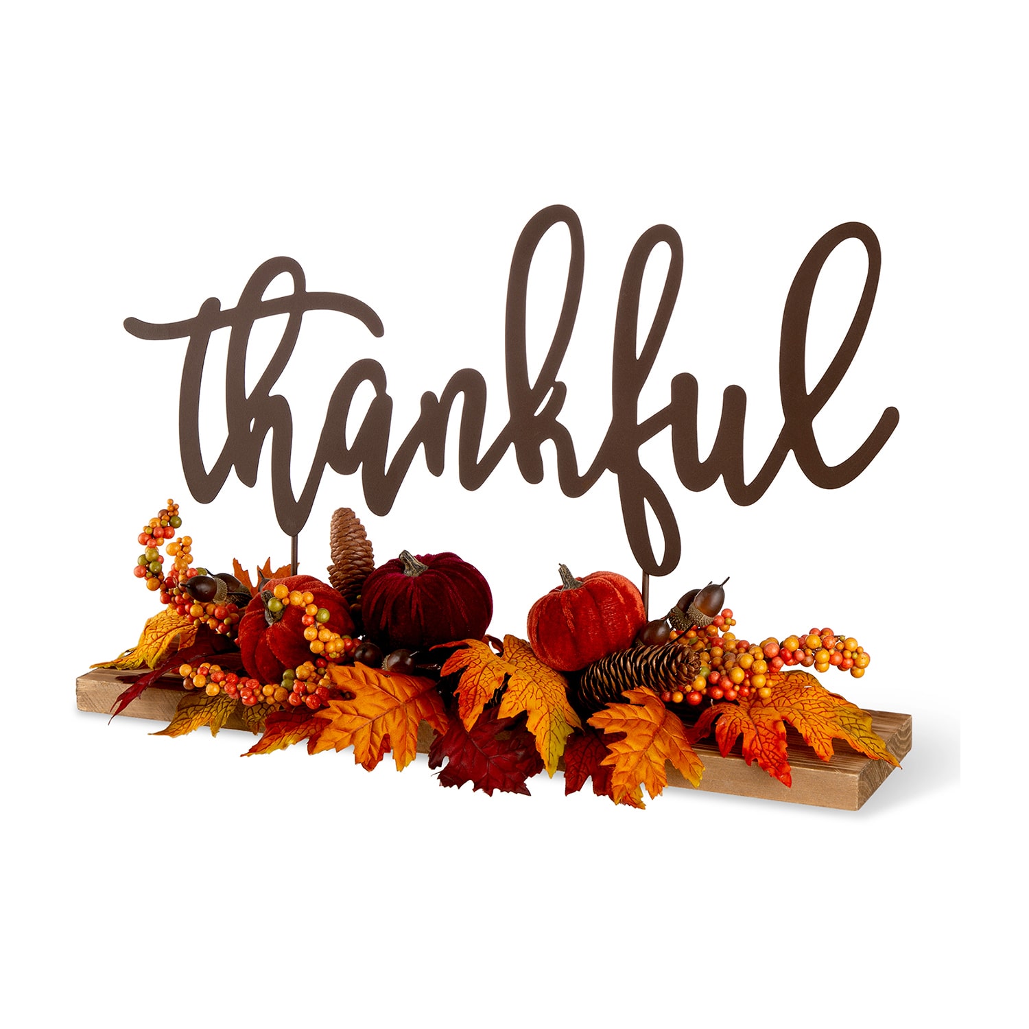 Glitzhome Harvest Metal Sign Floral Christmas Tabletop Decor