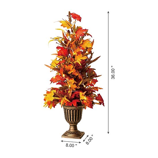 Glitzhome Fall Lighted Maple Leaves Tree Thanksgiving Porch Sign