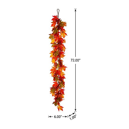 Glitzhome Fall Lighted Maple Leaves Indoor Garland