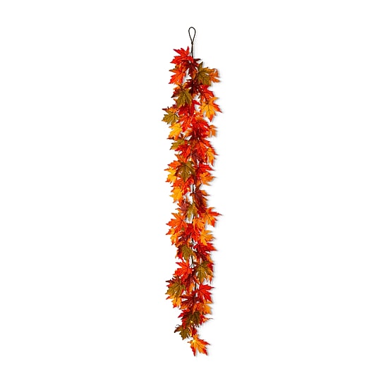 Glitzhome Fall Lighted Maple Leaves Indoor Garland