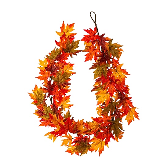 Glitzhome Fall Lighted Maple Leaves Indoor Garland