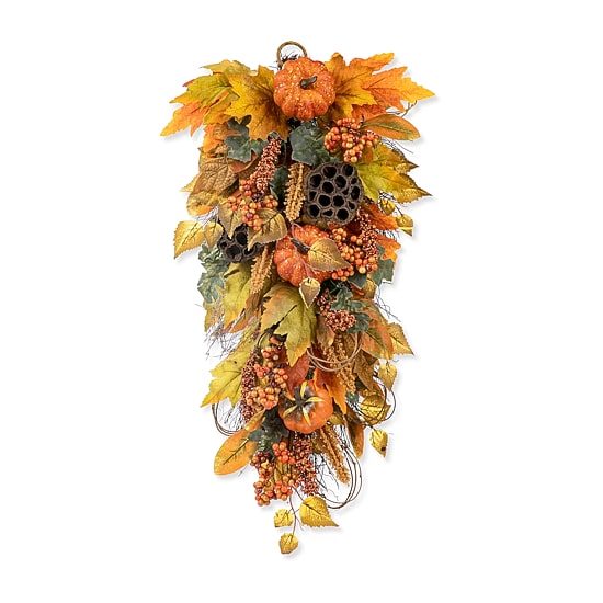 Glitzhome Fall Pumpkin Leaf Swag