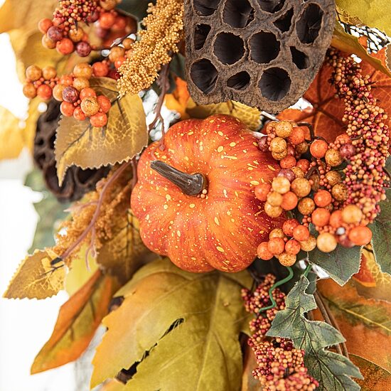 Glitzhome Fall Pumpkin Leaf Swag