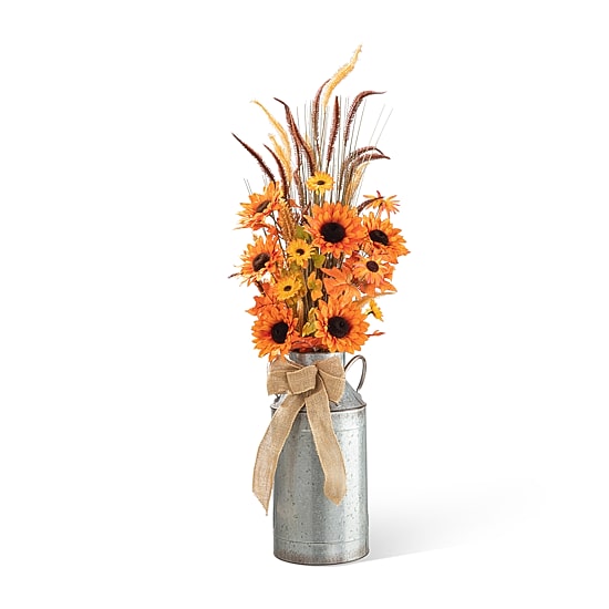 Glitzhome Fall Sunflower Leaf Potted Tree Tabletop Decor