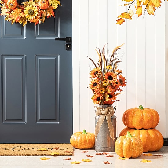 Glitzhome Fall Sunflower Leaf Potted Tree Tabletop Decor