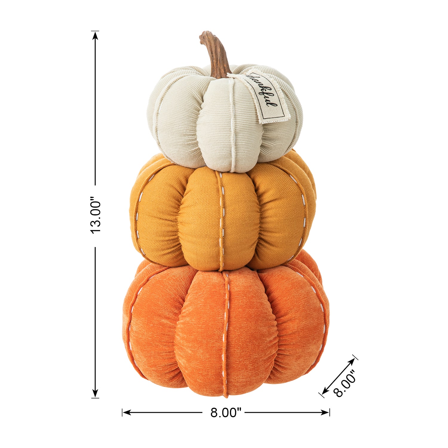 Glitzhome Fall Stacked Fabric Pumpkin Thanksgiving Tabletop Decor