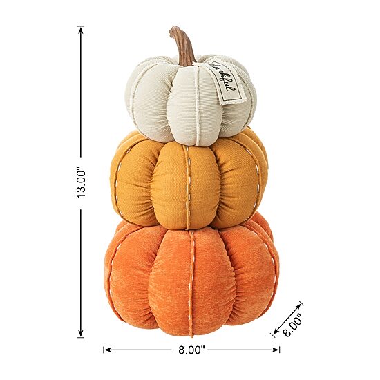 Glitzhome Fall Stacked Fabric Pumpkin Tabletop Decor