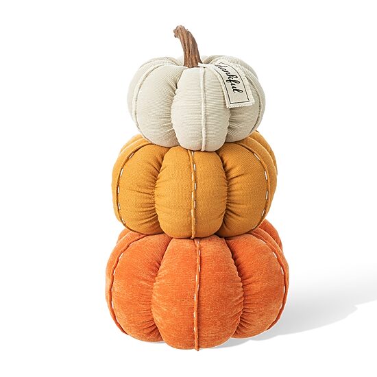 Glitzhome Fall Stacked Fabric Pumpkin Tabletop Decor