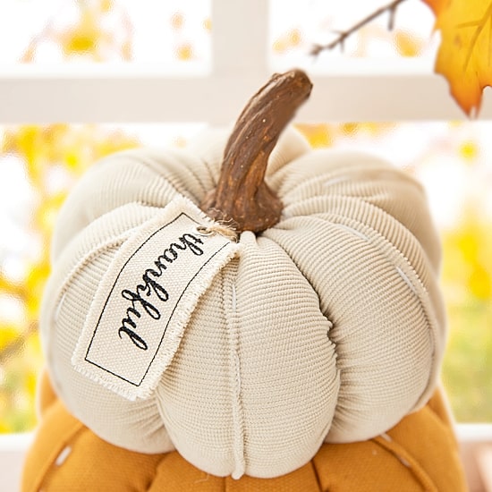 Glitzhome Fall Stacked Fabric Pumpkin Tabletop Decor