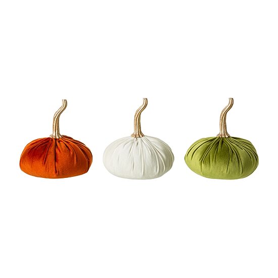 Glitzhome Velvet Pumpkins 3-pc. Thanksgiving Tabletop Decor
