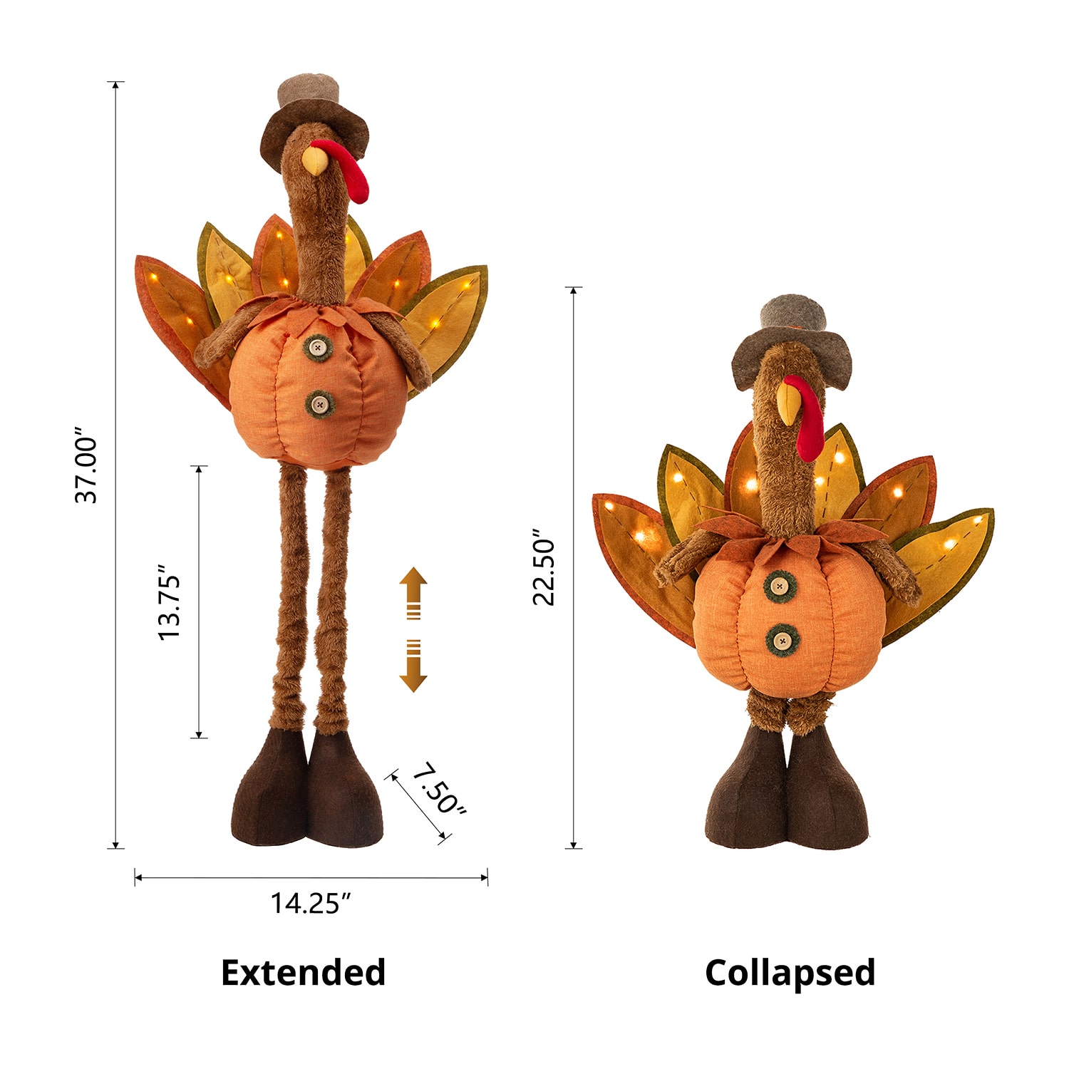 Glitzhome Fabric Turkey Standing Decor Porch Sign
