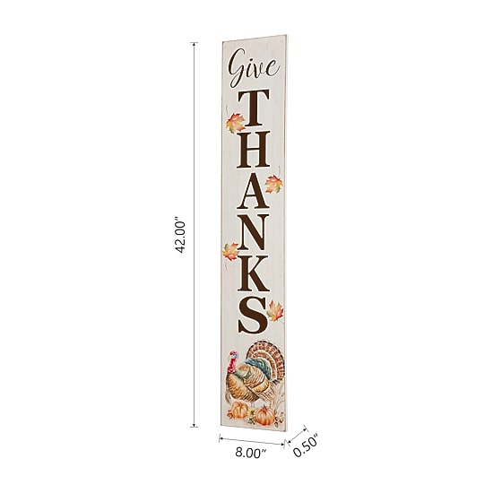 Glitzhome Harvest Wooden Give Thanks Porch Sign