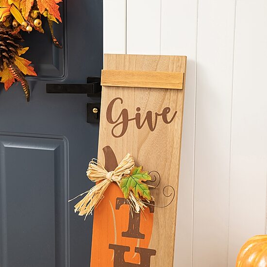 Glitzhome Harvest Wooden Pumpkin Porch Sign