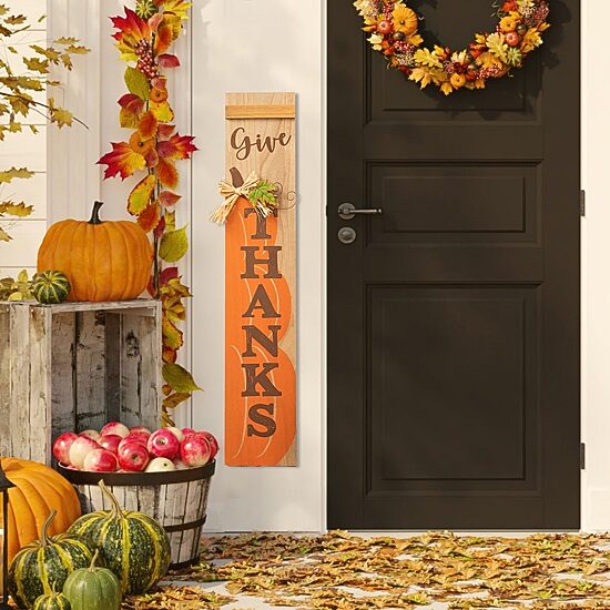 Glitzhome Harvest Wooden Pumpkin Porch Sign