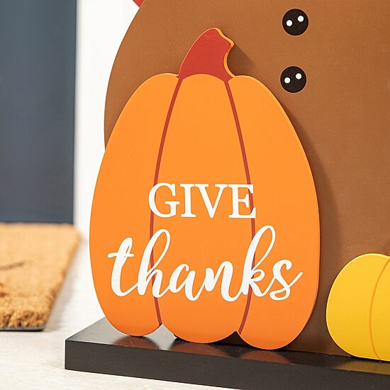 Glitzhome Harvest Wooden Turkey Porch Sign
