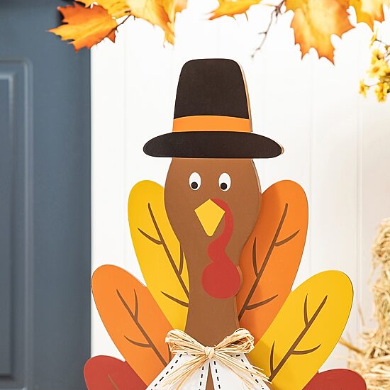 Glitzhome Harvest Wooden Turkey Porch Sign