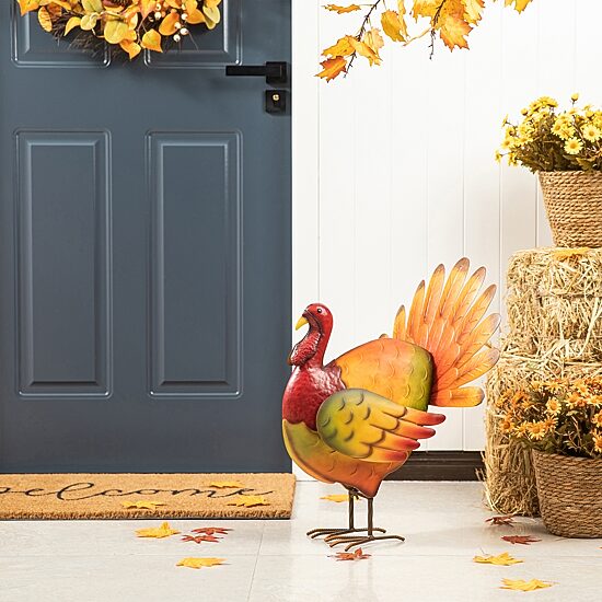 Glitzhome Harvest Metal Turkey Porch Sign