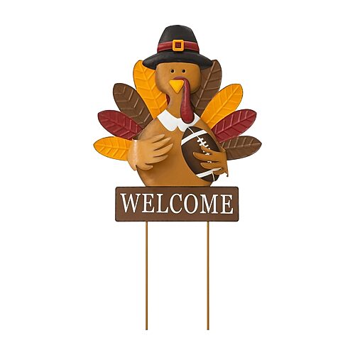 Glitzhome Harvest Metal Turkey Thanksgiving Yard Art In Brown