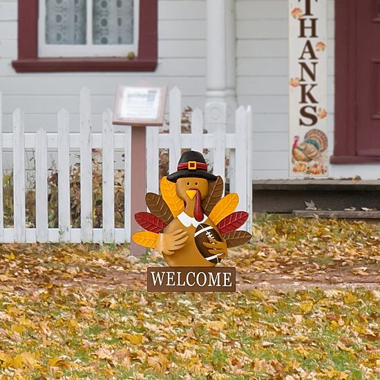 Glitzhome Harvest Metal Turkey Thanksgiving Yard Art