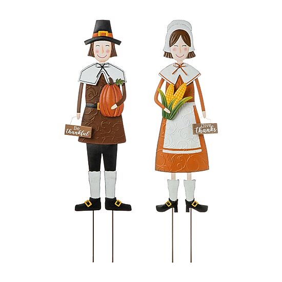 Glitzhome Set Of 2 Metal Harvest Thanksgiving Yard Art