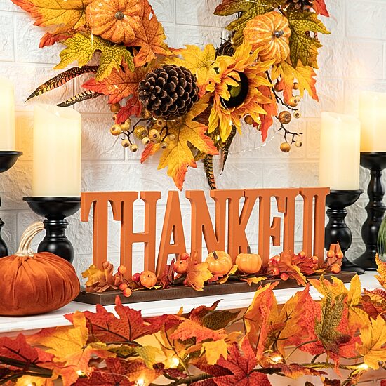 Glitzhome Thankful Wooden Tabletop Decor