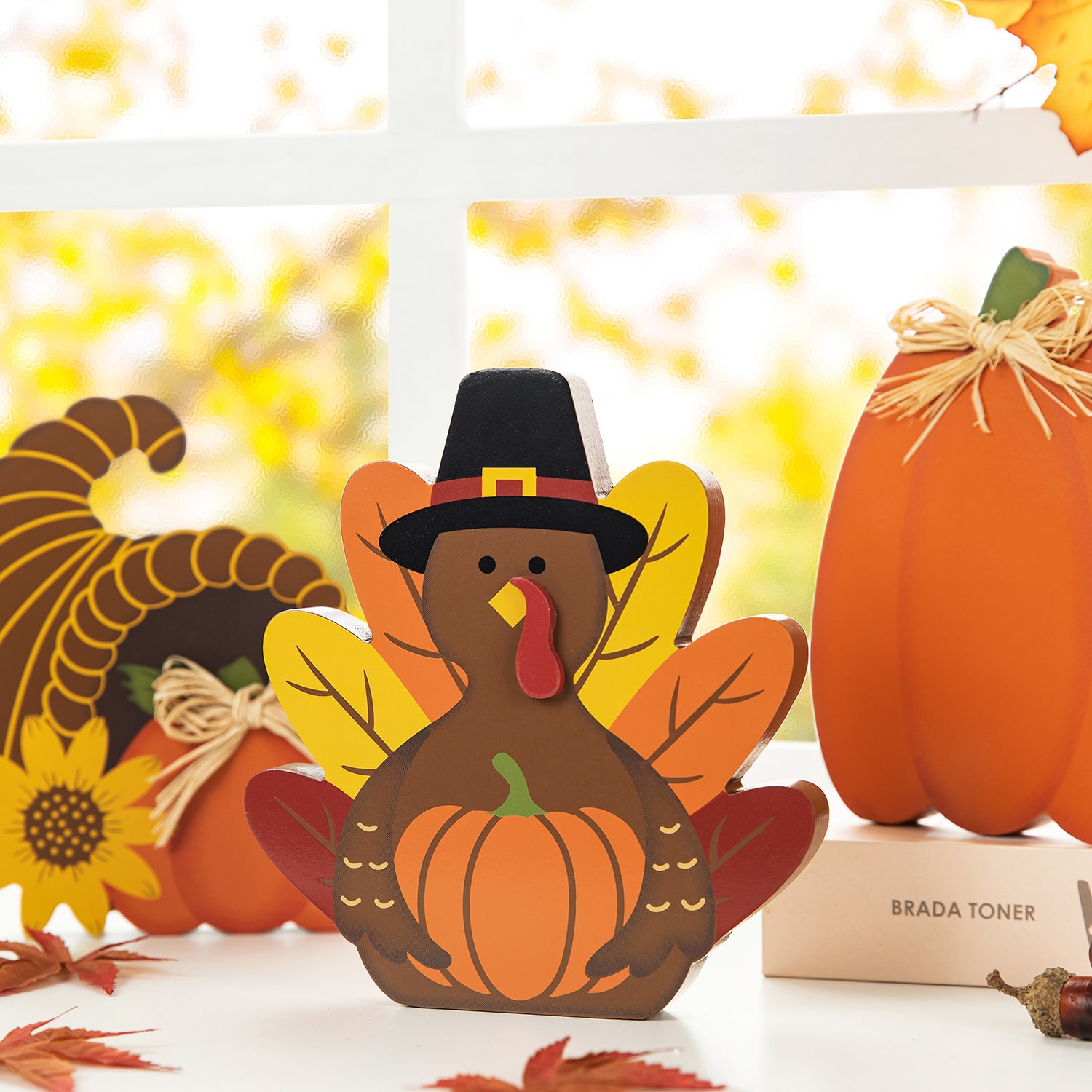 Glitzhome Harvest Wooden 3-pc. Thanksgiving Tabletop Decor