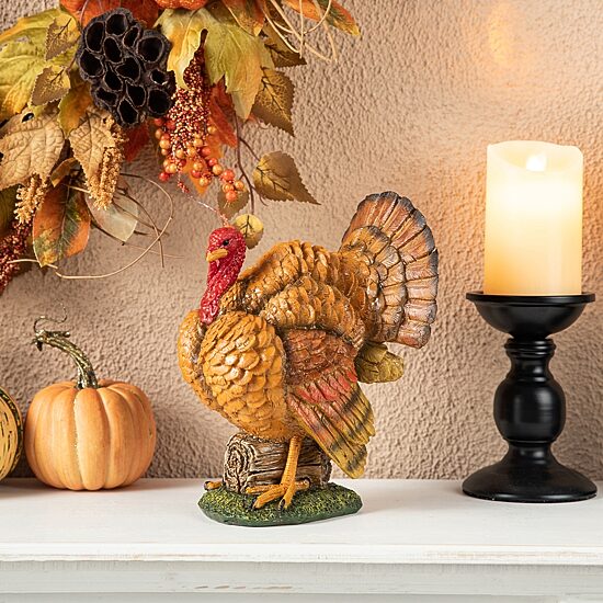 Glitzhome Harvest Resin Turkey Tabletop Decor