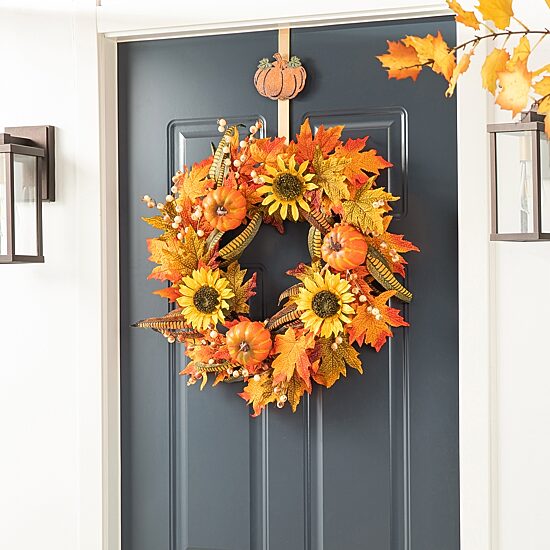 Glitzhome Fall Metal Wreath 3-pc. Wall Hook