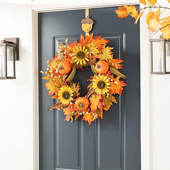 Glitzhome Fall Metal Wreath 3-pc. Wall Hook