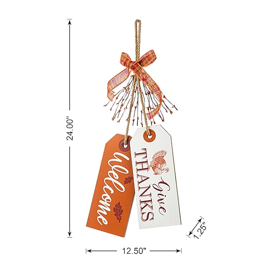 Glitzhome Harvest Wooden Give Thanks Door Hanger Wall Art
