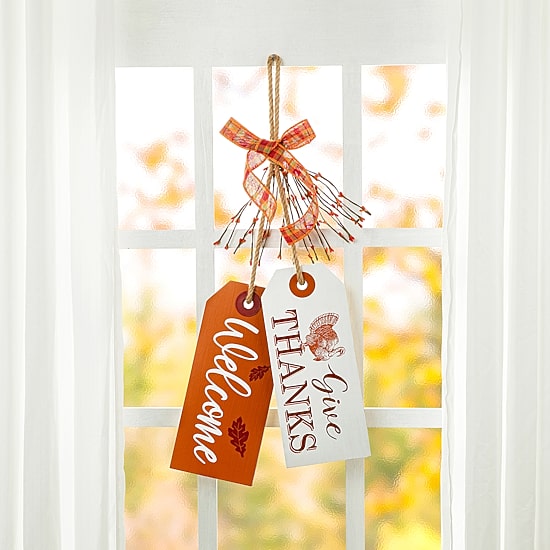 Glitzhome Harvest Wooden Give Thanks Door Hanger Wall Art