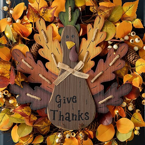 Glitzhome Burlap/Wooden Turkey Decor Wall Art