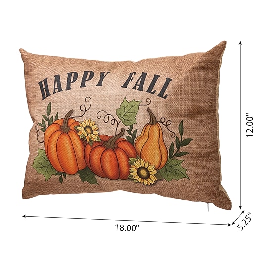 Glitzhome Faux Burlap Fall Pumpkin Rectangular Throw Pillow