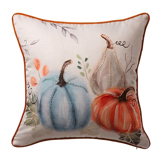 Glitzhome Faux Burlap Pumpkin Throw Pillow Cover