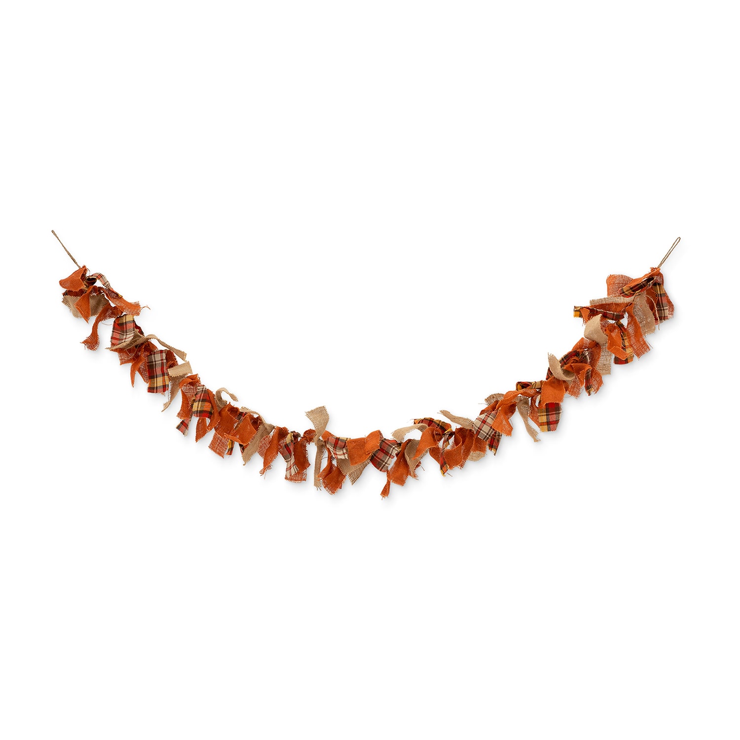 Glitzhome Fall Fabric Plaid Thanksgiving Indoor Garland